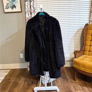 Kenneth Cole New York Black Teddy Jacket Plush Winter Coat